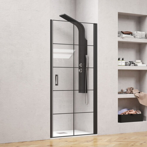 Καμπίνα από τοίχο σε τοίχο με frame κρύσταλλο NERO PIVOT PORTA Black KARAG 90x200cm 5206836056500 NPPS90
