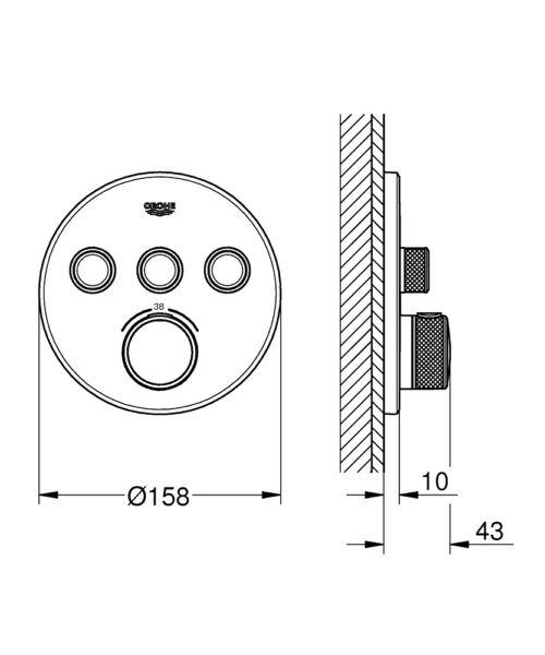 Alternative view of ΑΝΑΜΙΚΤΗΣ GROHTHERM SMARTCONTROL ΙΙΙ 29508KF0 PHANTOM BLACK GROHE