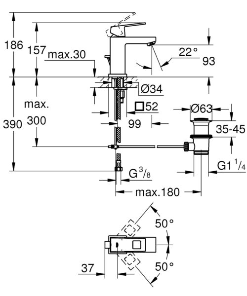 ΜΠΑΤΑΡΙΑ ΝΙΠΤΗΡΟΣ EUROCUBE S SIZE 2312700E ΧΡΩΜΕ GROHE 2 ΜΠΑΤΑΡΙΑ ΝΙΠΤΗΡΟΣ EUROCUBE S-SIZE 2312700E ΧΡΩΜΕ GROHE
