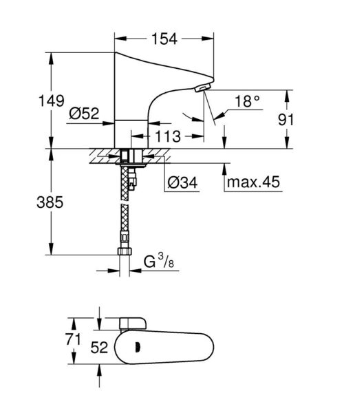 Alternative view of ΜΠΑΤΑΡΙΑ ΝΙΠΤΗΡΟΣ EUROPLUS 36207001 ΗΛΕΚΤΡΟΝΙΚΗ ΧΡΩΜΕ GROHE