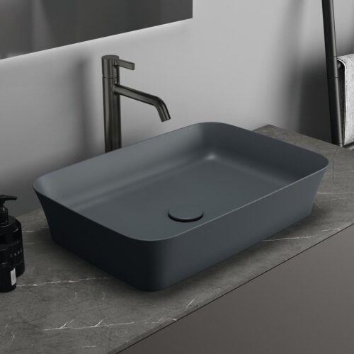 ΝΙΠΤΗΡΑΣ IPALYSS 55x38cm ΟΡΘΟΓΩΝΙΟΣ ΧΩΡΙΣ ΟΠΗ ΚΑΙ ΥΠΕΡΧΕΙΛΙΣΗ ΕΛΕΥΘΕΡΗΣ ΤΟΠΟΘΕΤΗΣΗΣ SLATE GREY ΓΚΡΙ IDEAL