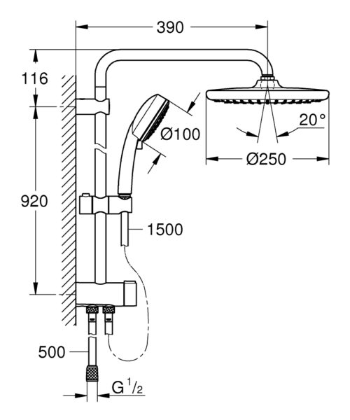Alternative view of ΣΤΗΛΗ ΝΤΟΥΖ TEMPESTA COSMOPOLITAN SYSTEM 250 26675001 ΧΡΩΜΕ GROHE