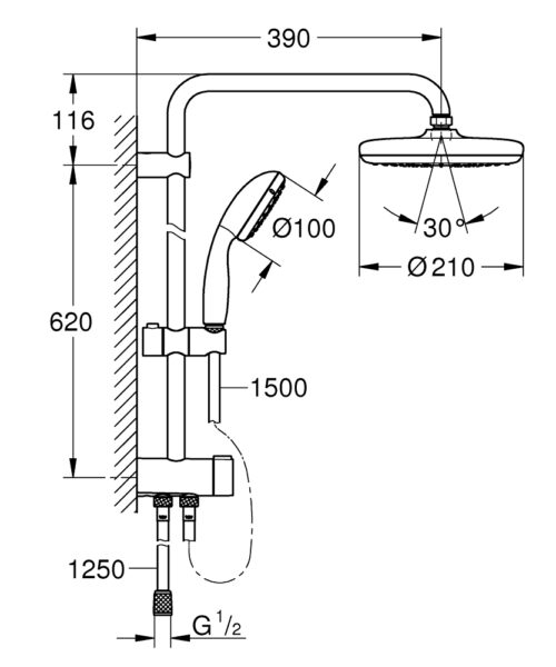 Alternative view of ΣΤΗΛΗ ΝΤΟΥΖ TEMPESTA SYSTEM 210 26381001 ΧΡΩΜΕ GROHE