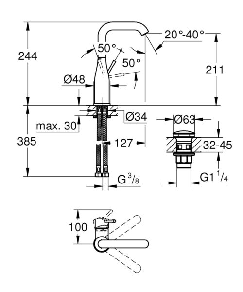 ΜΠΑΤΑΡΙΑ ΝΙΠΤΗΡΟΣ ESSENCE 24182001 ΨΗΛΗ ΧΡΩΜΕ GROHE 2 ΜΠΑΤΑΡΙΑ ΝΙΠΤΗΡΟΣ ESSENCE 24182001 ΨΗΛΗ ΧΡΩΜΕ GROHE