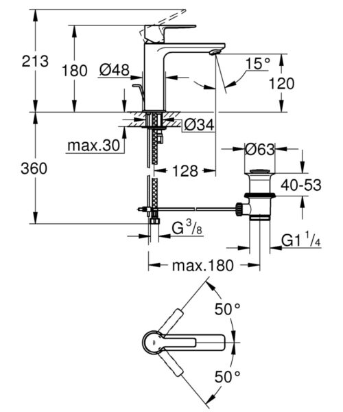 ΜΠΑΤΑΡΙΑ ΝΙΠΤΗΡΟΣ LINEARE 32114DC1 SUPERSTEEL GROHE 2 ΜΠΑΤΑΡΙΑ ΝΙΠΤΗΡΟΣ LINEARE 32114DC1 SUPERSTEEL GROHE