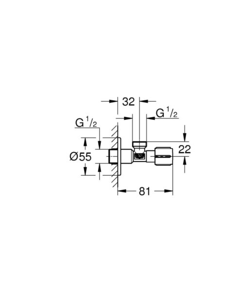 Alternative view of ΔΙΑΚΟΠΤΗΣ ΓΩΝΙΑΚΟΣ 1/2''-1/2'' 22041AL0 BRUSHED HARD GRAPHITE GROHE