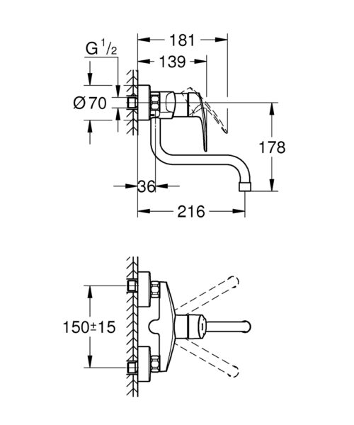 ΜΠΑΤΑΡΙΑ ΝΕΡΟΧΥΤΗ ΤΟΙΧΟΥ EUROSMART ΧΡΩΜΕ 31391003 GROHE 4 ΜΠΑΤΑΡΙΑ ΝΕΡΟΧΥΤΗ ΤΟΙΧΟΥ EUROSMART ΧΡΩΜΕ 31391003 GROHE