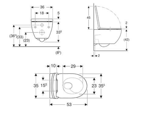 Alternative view of ΛΕΚΑΝΗ ΚΡΕΜΑΣΤΗ ACANTO ΣΕΤ ΜΕ SOFT CLOSE ΚΑΠΑΚΙ RIMFLESS TURBOFLUSH ΛΕΥΚΗ GEBERIT