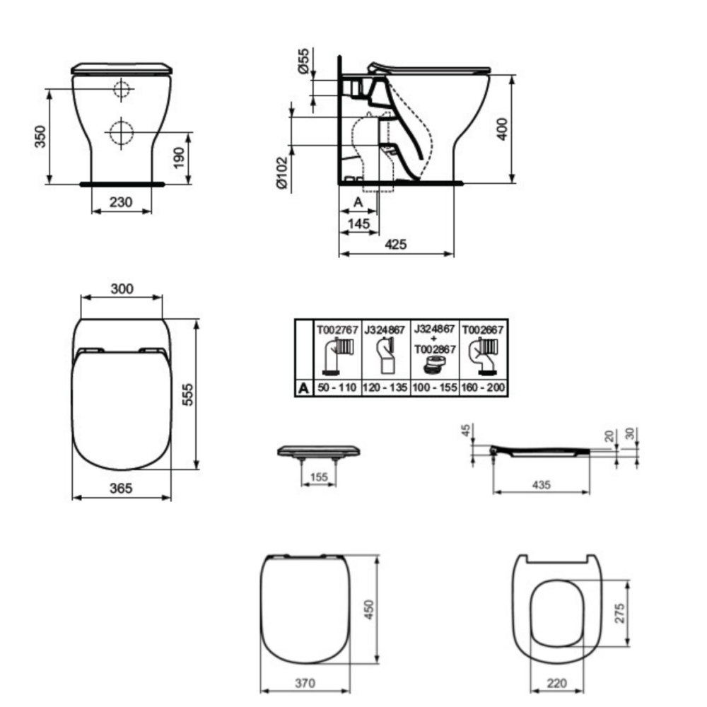 1114030066 1114050029 1 ΣΕΤ ΛΕΚΑΝΗ TESI II AQUABLADE BTW ΑΠΛΗ ΠΙΣΩ/ΚΑΤΩ ΣΙΦΩΝΙ ΜΕ ΚΑΛΥΜΜΑ ΑΠΛΟ ΛΕΥΚΟ IDEAL