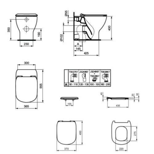 1114030066 1114050029 1 ΣΕΤ ΛΕΚΑΝΗ TESI II AQUABLADE BTW ΑΠΛΗ ΠΙΣΩ/ΚΑΤΩ ΣΙΦΩΝΙ ΜΕ ΚΑΛΥΜΜΑ ΑΠΛΟ ΛΕΥΚΟ IDEAL