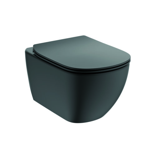 Alternative view of ΣΕΤ ΛΕΚΑΝΗ ΚΡΕΜΑΣΤΗ TESI II AQUABLADE HF ΜΕ ΚΑΛΥΜΜΑ SOFT CLOSE SANDWICH SILK BLACK IDEAL