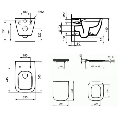 1114030089 1114050056 1 ΣΕΤ ΛΕΚΑΝΗ ΚΡΕΜΑΣΤΗ I-LIFE B RIMLESS ΜΕ ΚΑΛΥΜΜΑ SLIM SOFT CLOSE ΛΕΥΚΟ IDEAL