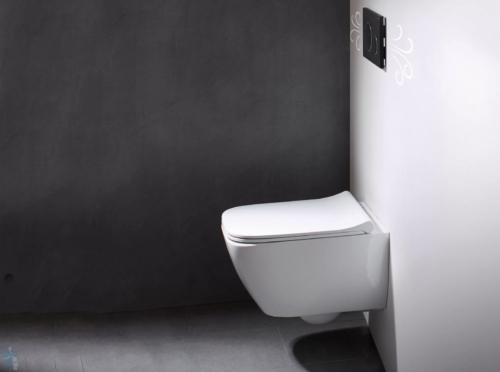 ΣΕΤ ΛΕΚΑΝΗ ΚΡΕΜΑΣΤΗ SMYLE SQUARE 49cm RIMFREE ΜΕ ΚΑΛΥΜΜΑ SLIM SOFT CLOSE ΛΕΥΚΟ GEBERIT