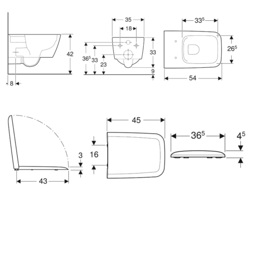 1116030012 1116050004 1 ΣΕΤ ΛΕΚΑΝΗ ΚΡΕΜΑΣΤΗ ICON SQUARE RIMFREE ΜΕ ΚΑΛΥΜΜΑ SOFT CLOSE ΛΕΥΚΟ GEBERIT