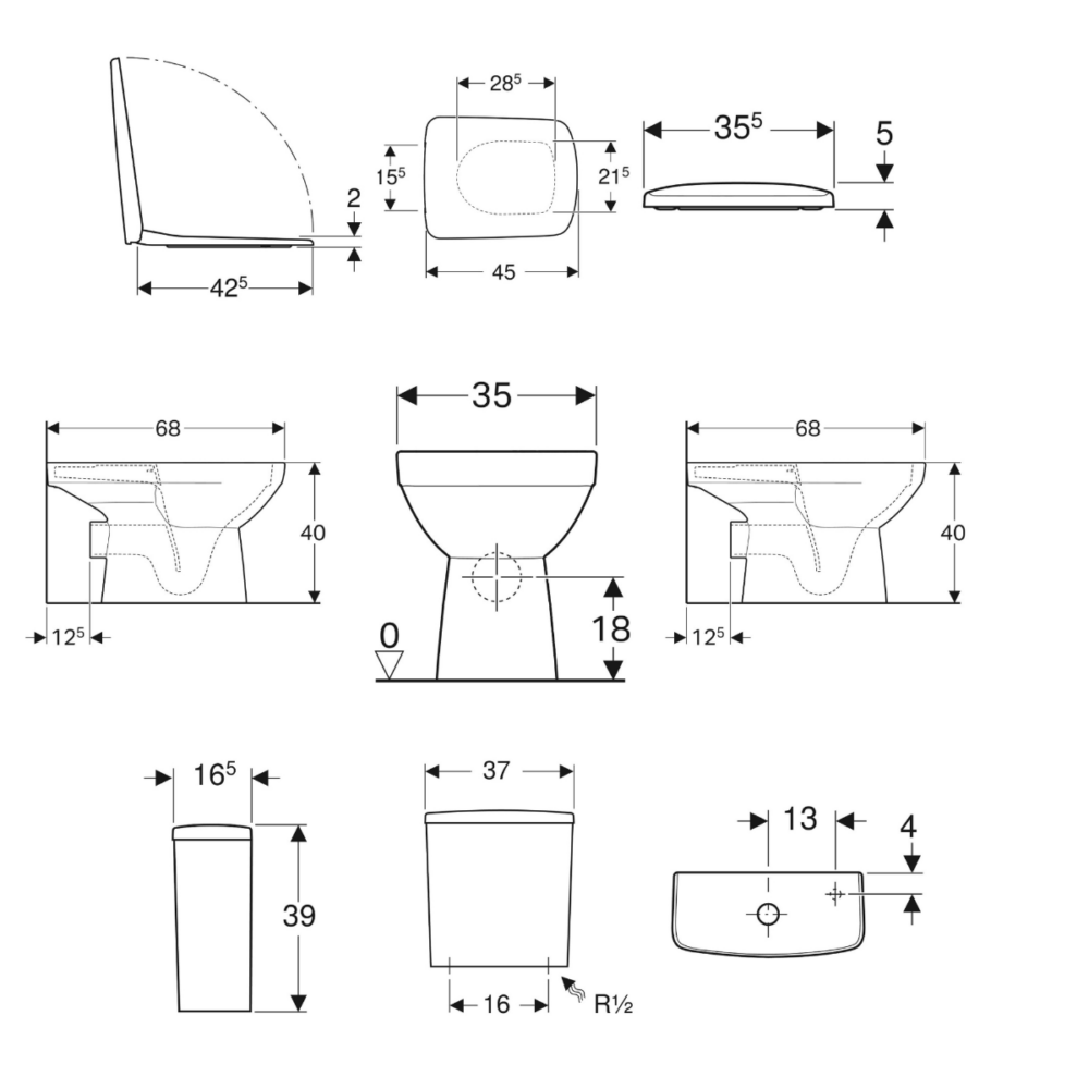 1116030014 1116040003 1116050008 1 ΣΕΤ ΛΕΚΑΝΗ SELNOVA SQUARE RIMFREE ΧΑΜΗΛΗΣ ΠΙΕΣΗΣ ΠΙΣΩ ΣΙΦΩΝΙ ΜΕ ΚΑΖΑΝΑΚΙ ΚΑΙ ΚΑΛΥΜΜΑ SOFT CLOSE ΛΕΥΚΟ GEBERIT