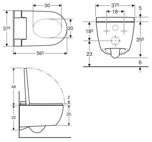 1116030028 tech ΛΕΚΑΝΗ ΚΡΕΜΑΣΤΗ AQUACLEAN ALBA RIMLESS ΜΕ SOFT CLOSE ΚΑΠΑΚΙ GEBERIT