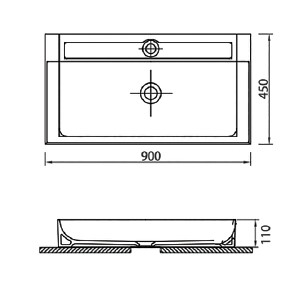 6490 Νιπτήρας επικαθήμενος EDGE 6490 GOLD SPA 90x45x11cm