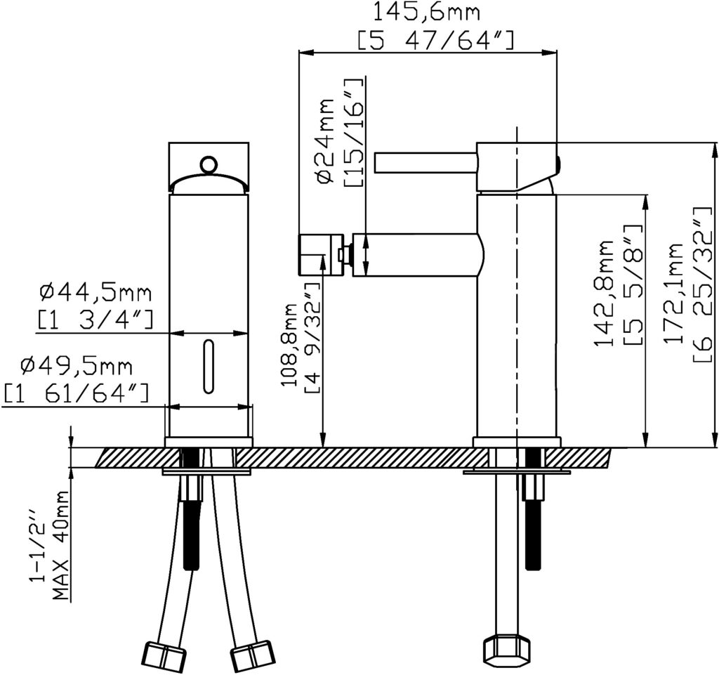 B205A05 Μπαταρία μπιντέ ARTEMIS Satinato B205A05 GOLD SPA