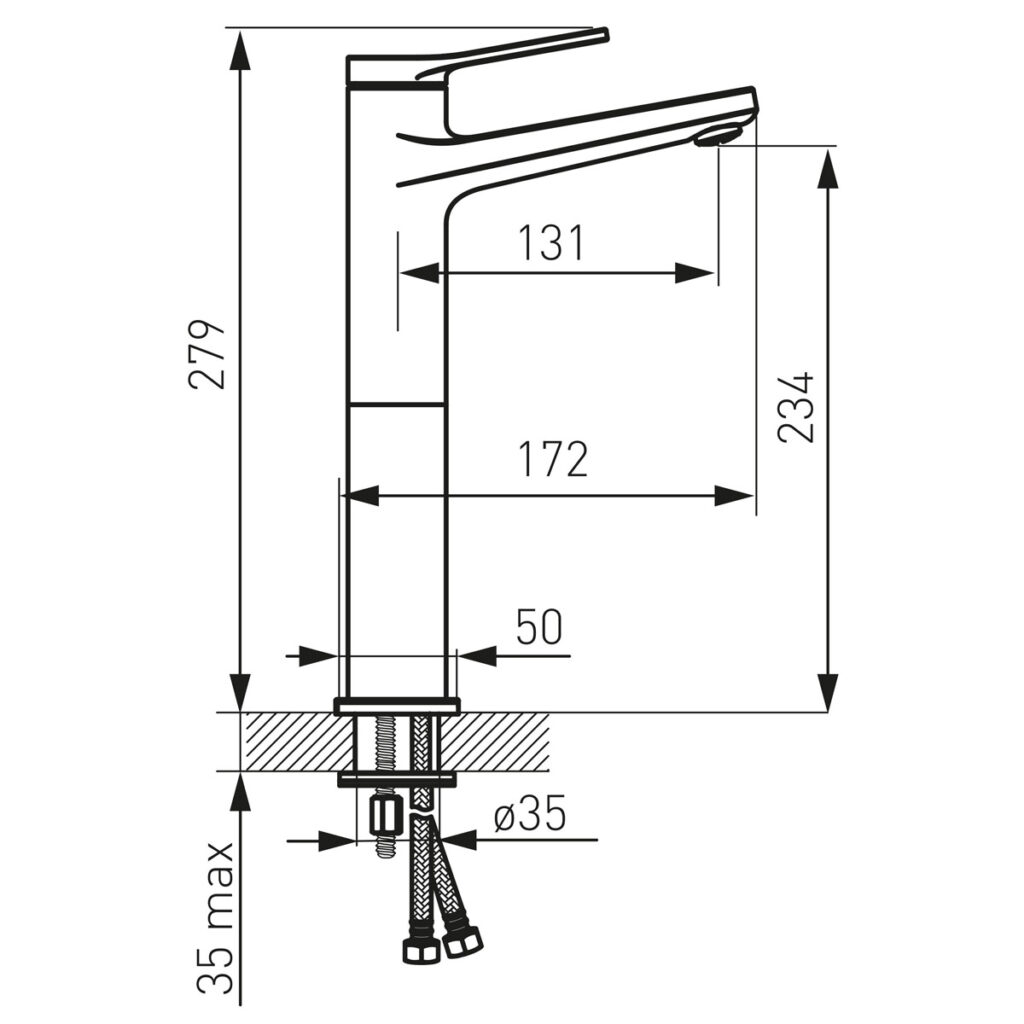 BSC2L Μπαταρία νιπτήρος υψηλή STRATOS Black BSC2LBL FERRO