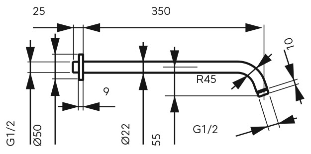 RN350 <ul>
<li>μήκος: 35cm</li>
<li>υποδοχή: G1/2</li>
<li>ροζέτα</li>
</ul>
<p><img src="https://b2b.karag.gr/media/wysiwyg/product_ferro/RN350-sxedio.jpg" alt="" width="290" height="144" /></p>