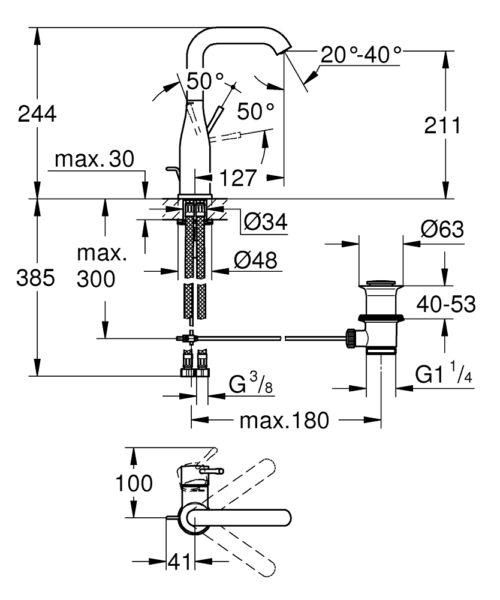 1301020116 tech ΜΠΑΤΑΡΙΑ ΝΙΠΤΗΡΟΣ ESSENCE 24174DC1 ΨΗΛΗ SUPERSTEEL GROHE