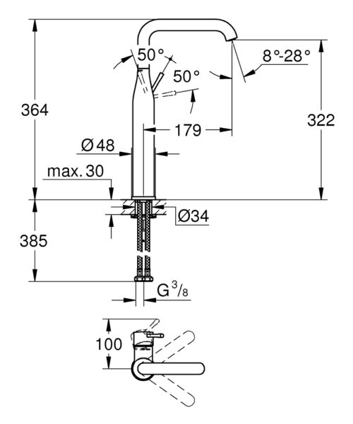 1301020131 tech ΜΠΑΤΑΡΙΑ ΝΙΠΤΗΡΟΣ ESSENCE NEW ΨΗΛΗ 24170DC1 SUPERSTEEL GROHE