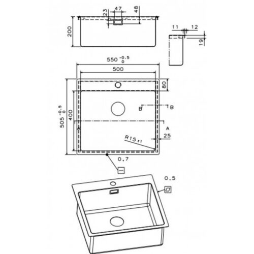 29055 1000x1000 2 ΝΕΡΟΧΥΤΗΣ ΑΝΟΞΕΙΔΩΤΟΣ 29055 55x50,5cm SQUADRO ΛΕΙΟΣ FORTINOX