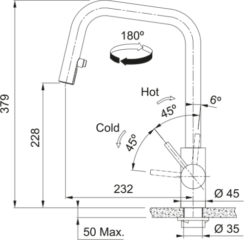 te001 115.0529.207 ΜΠΑΤΑΡΙΑ ΝΕΡΟΧΥΤΗ KUBUS SPRAY II ΜΕ ΝΤΟΥΣ INOX FRANKE