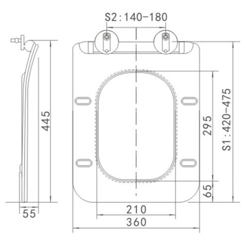 1101050023 tech ΚΑΠΑΚΙ ΛΕΚΑΝΗΣ 1353Β SLIM SOFT CLOSE ΛΕΥΚΟ PICCADILLY