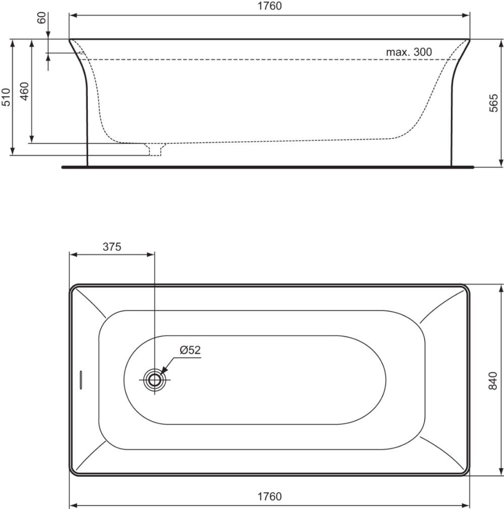 1202010235 tech ΜΠΑΝΙΟ LDV 176x84cm ΛΕΥΚΟ ΜΑΤ IDEAL