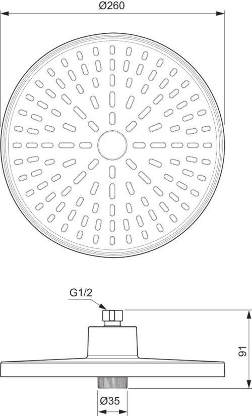 4014030025 tech ΚΕΦΑΛΗ ΝΤΟΥΖ IDEALRAIN ALU+ Φ26 ΜΑΥΡΗ ΜΑΤ IDEAL