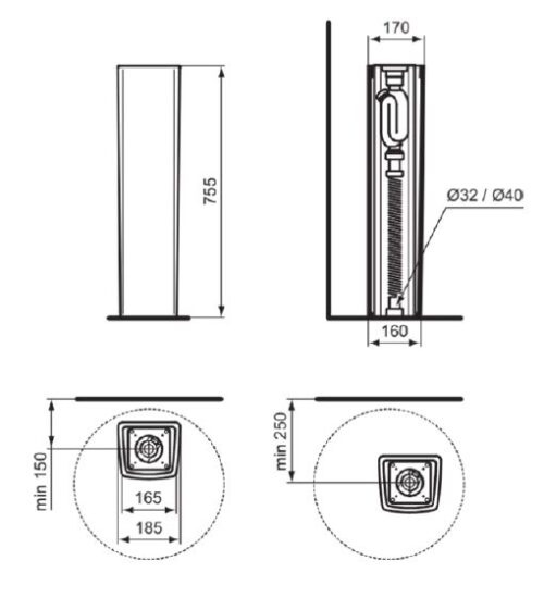 ΚΟΛΩΝΑ ΔΑΠΕΔΟΥ CONCA 75,5cm ΛΕΥΚΗ IDEAL 7 1114020023 tec ΚΟΛΩΝΑ ΔΑΠΕΔΟΥ CONCA 75,5cm ΛΕΥΚΗ IDEAL