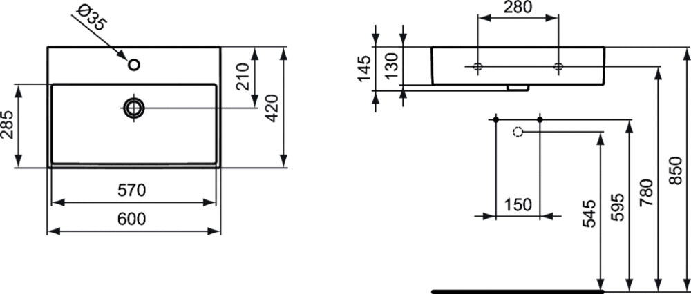 1114070047 new tech ΝΙΠΤΗΡΑΣ STRADA 60x42cm ΟΡΘΟΓΩΝΙΟΣ ΛΕΥΚΟΣ IDEAL