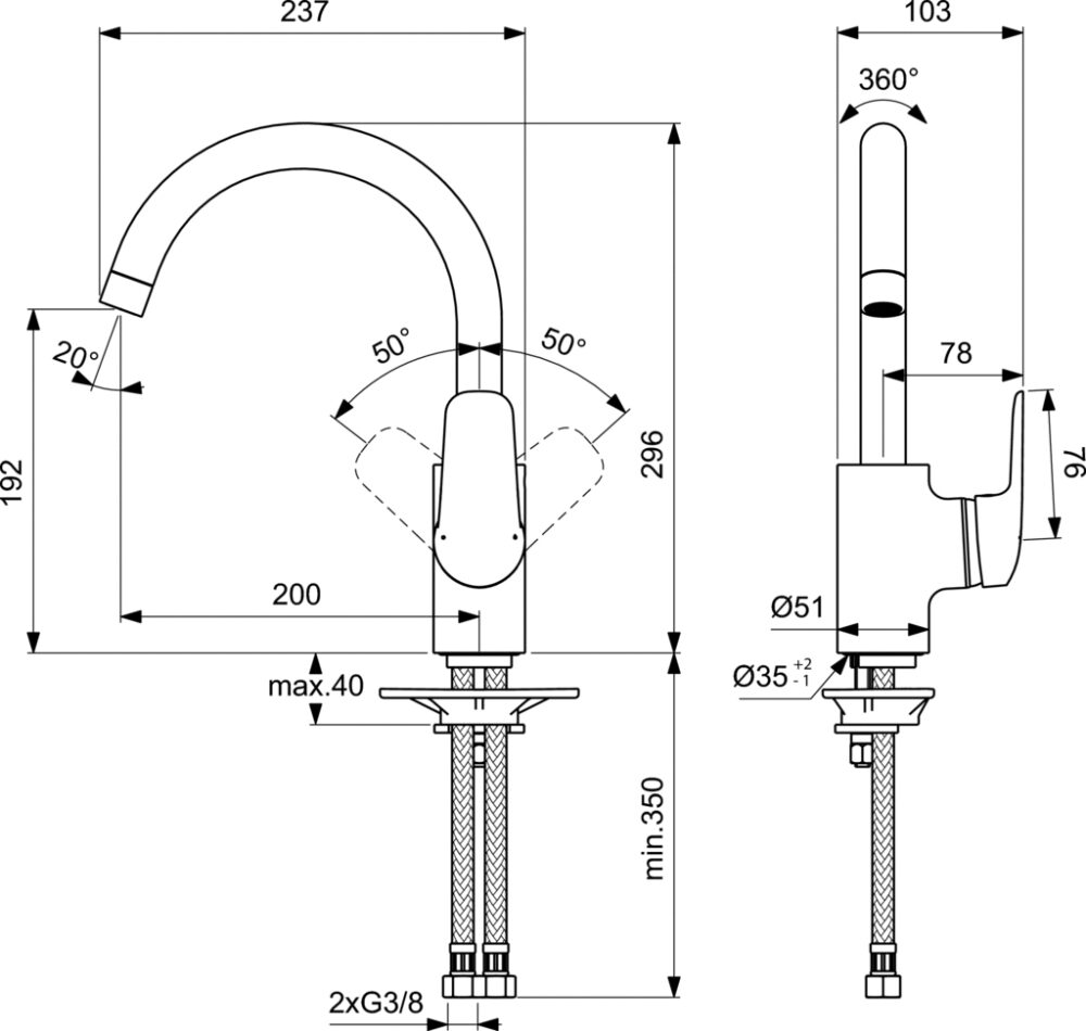 1309060019 tech ΜΠΑΤΑΡΙΑ ΝΕΡΟΧΥΤΗ CERAFLEX ΧΡΩΜΕ IDEAL