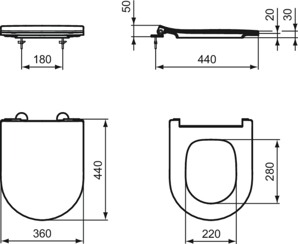 1114050070 tec 1 ΣΕΤ ΛΕΚΑΝΗΣ ΚΡΕΜΑΣΤΗΣ LDV AQUADABLE ΜΕ ΚΑΠΑΚΙ SOFT CLOSE SLIM ΛΕΥΚΟ IDEAL