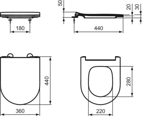 1114050070 tec 1 ΣΕΤ ΛΕΚΑΝΗΣ ΚΡΕΜΑΣΤΗΣ LDV AQUADABLE ΜΕ ΚΑΠΑΚΙ SOFT CLOSE SLIM ΛΕΥΚΟ IDEAL