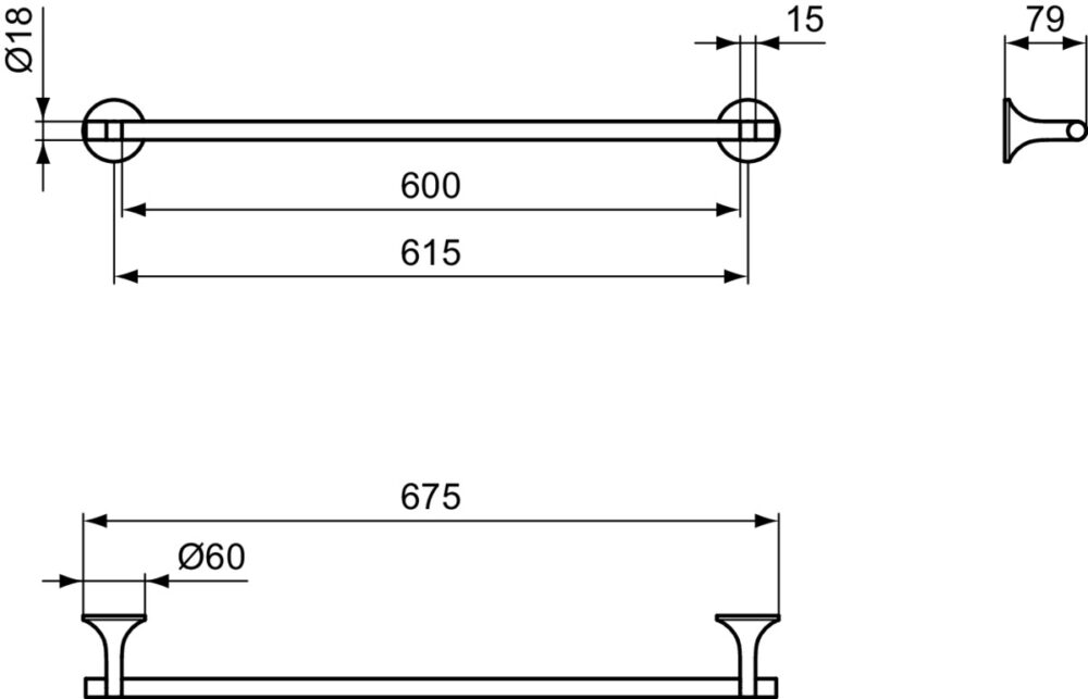 1403050107 tech ΠΕΤΣΕΤΟΘΗΚΗ ΜΟΝΗ LDV 67,5cm ΧΡΩΜΕ IDEAL