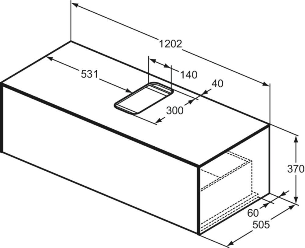 2015020055 tech ΒΑΣΗ ΕΠΙΠΛΟΥ ΜΠΑΝΙΟΥ ΜΕ ΚΑΠΑΚΙ CONCA 120cm ΚΡΕΜΑΣΤΗ DARK WALNUT IDEAL