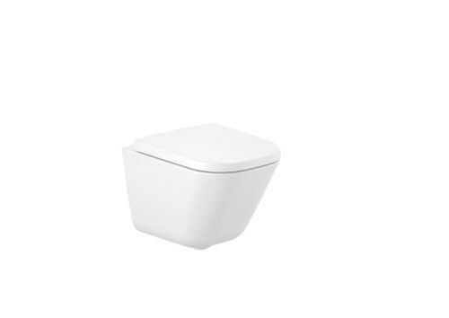 ΣΕΤ ΚΡΕΜΑΣΤΗΣ ΛΕΚΑΝΗΣ GAP SQUARE COMPACT RIMLESS ΜΕ ΚΑΛΥΜΜΑ SLIM SOFT CLOSE ΛΕΥΚΟ ROCA