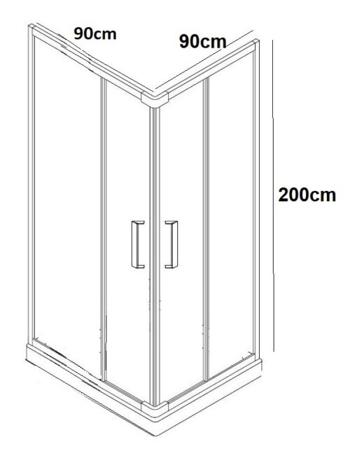 1220020094 tech ΚΑΜΠΙΝΑ ΤΕΤΡΑΓΩΝΗ QB 90x90x200cm ΔΙΑΦΑΝΟ ΧΡΩΜΕ BRONZE ART