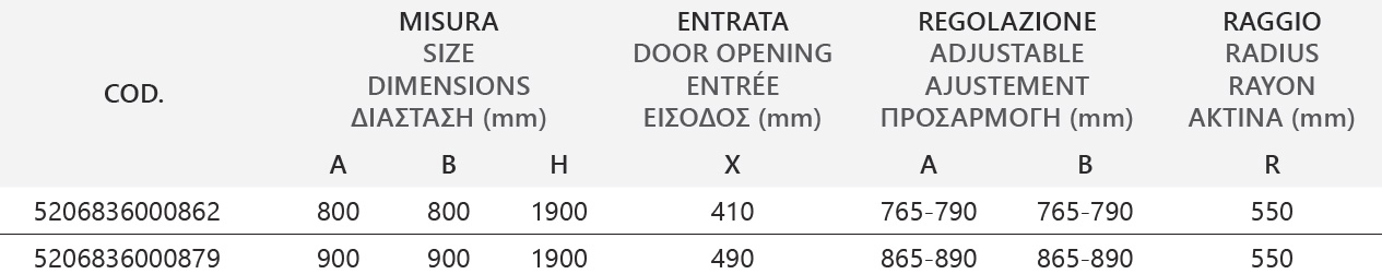 FLORA 200 CROMO CLEAR Καμπίνα ημικυκλική με διάφανο κρύσταλλο FLORA 200 Χρωμέ KARAG 5206836615110 FLO200