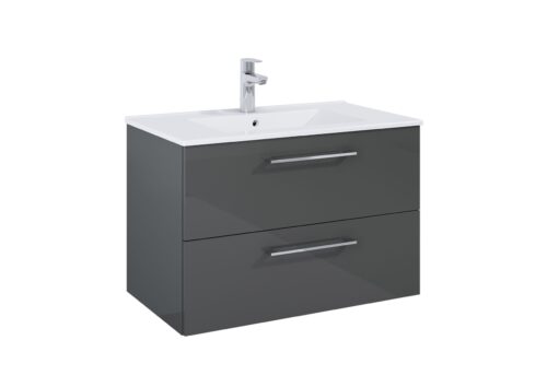 2005020025 ΚΡΕΜΑΣΤΗ ΒΑΣΗ ΕΠΙΠΛΟΥ ROMA PLUS 80 ΜΕ ΝΙΠΤΗΡΑ GLOSSY ANTHRACITE GREY ROCA