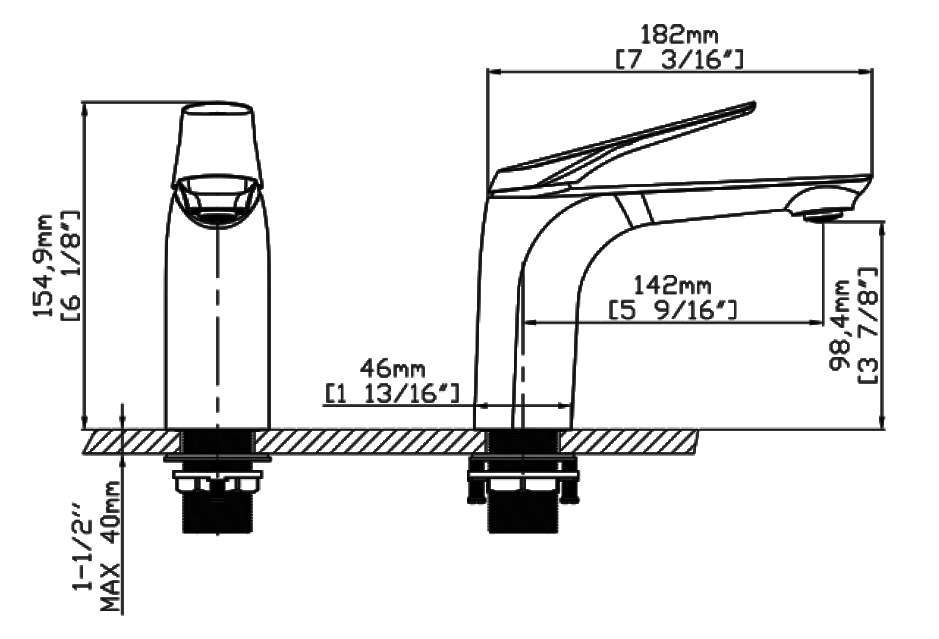 B05001 Μπαταρία νιπτήρος LEA Gun Metal B05001 KARAG 5206836617015 B05001-GM