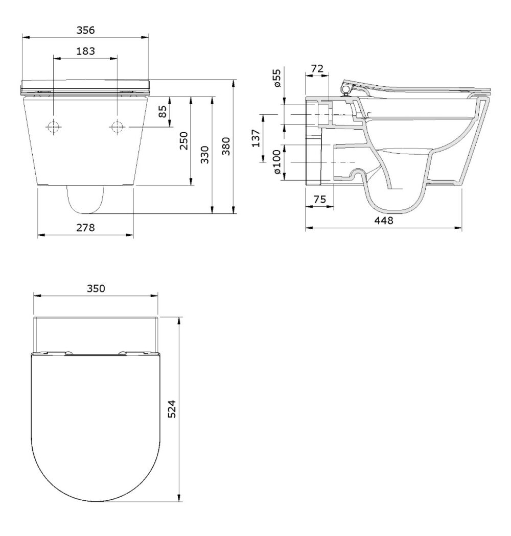 1101030039 tech ΣΕΤ ΛΕΚΑΝΗ ΚΡΕΜΑΣΤΗ URBAN 52 RIMLESS ΜΕ ΚΑΠΑΚΙ SLIM SOFT CLOSE ΛΕΥΚΗ SANINDUSA