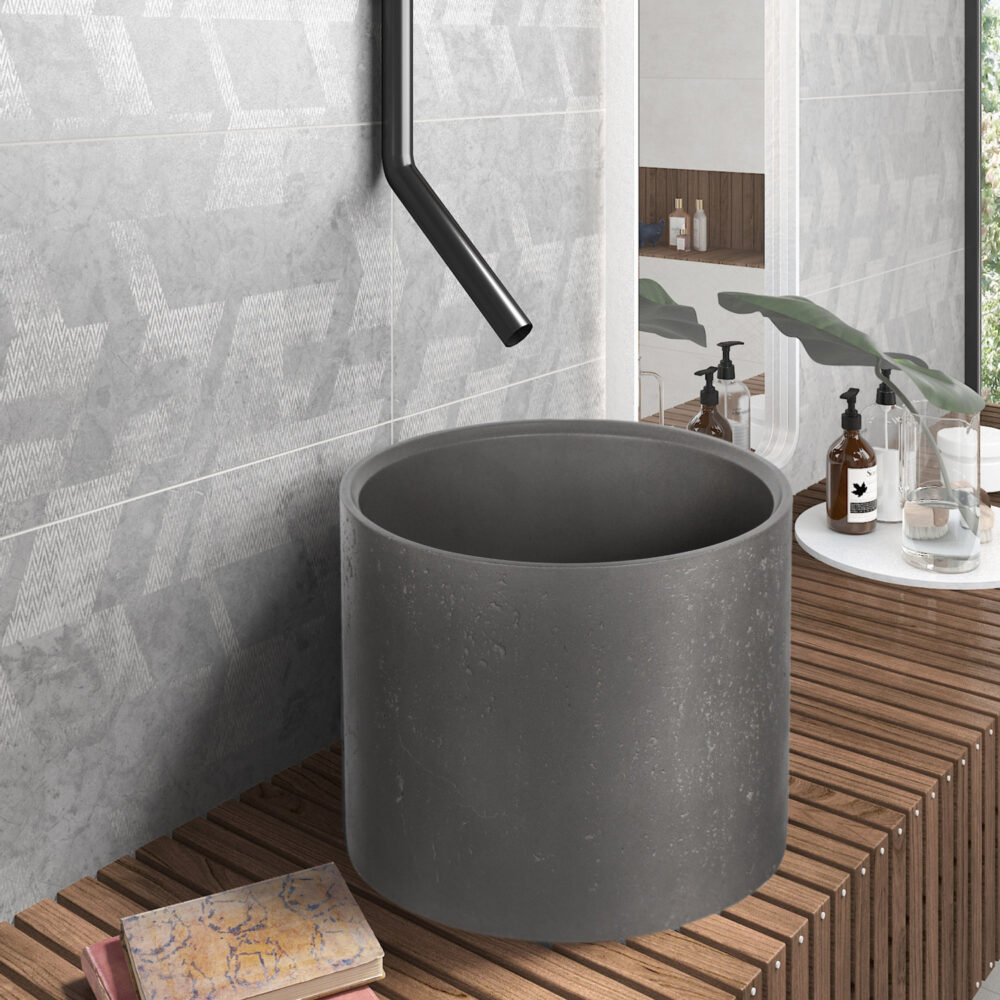 Νιπτήρας επικαθήμενος με βαλβίδα CLEON Cement CS-0058 KARAG Ø39x30cm 5206836668581 CS-0058-D5