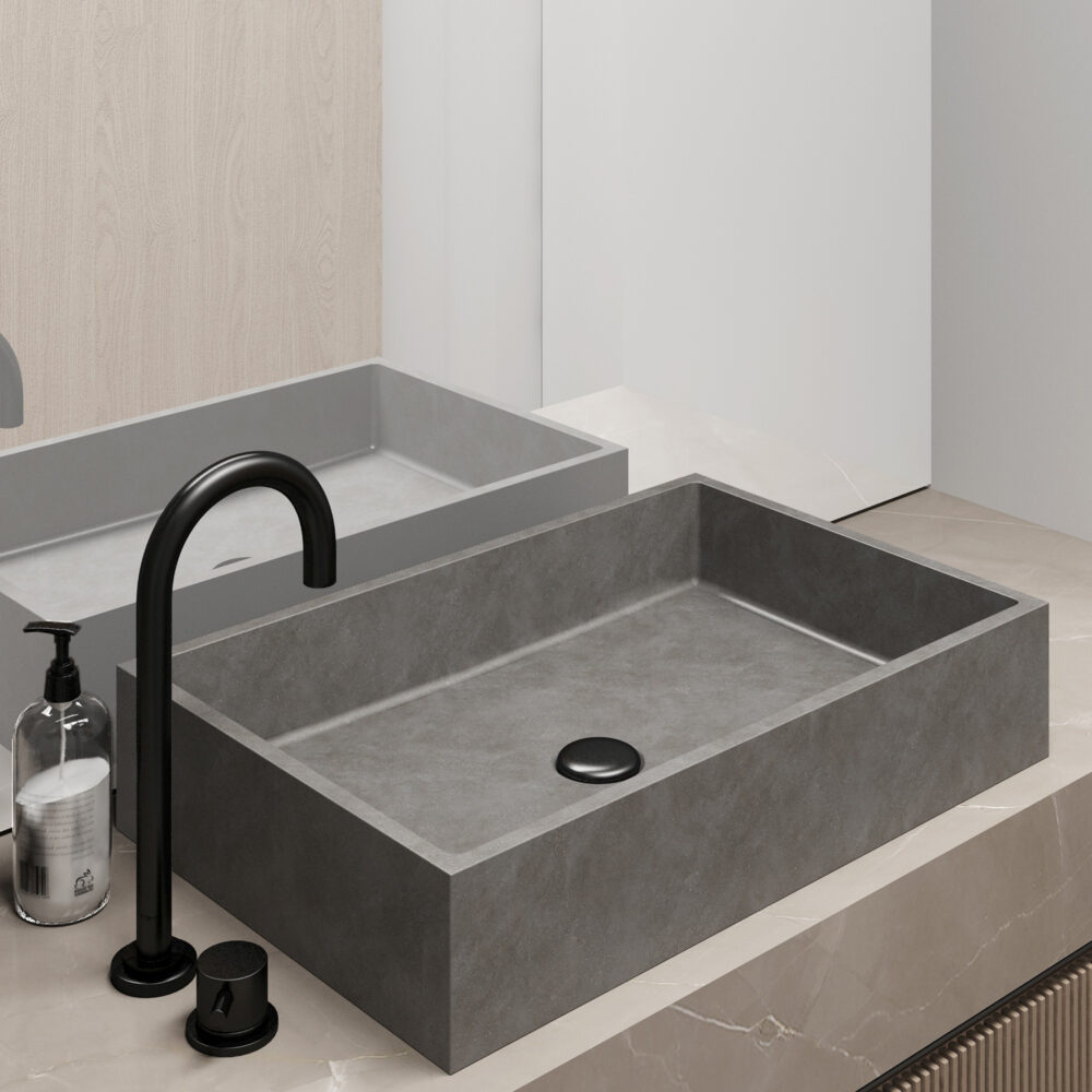 Νιπτήρας επικαθήμενος με βαλβίδα DION Cement CS-0069 KARAG 60x39x12cm 5206836699028 CS-0069-D5