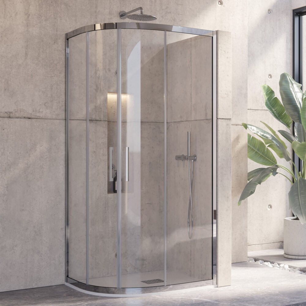 Καμπίνα ημικυκλική με διάφανο κρύσταλλο INOX 200 Cromo KARAG 5206836615066 INOX200