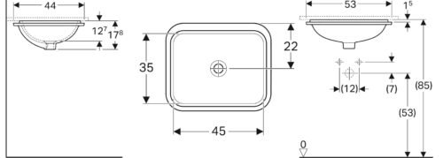 1116010017 tech ΝΙΠΤΗΡΑΣ VARIFORM 53x44cm ΥΠΟΚΑΘΗΜΕΝΟΣ ΟΡΘΟΓΩΝΙΟΣ ΧΩΡΙΣ ΟΠΗ GEBERIT