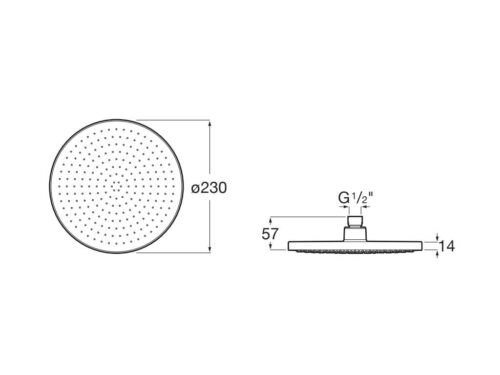 1302080059 tech ΚΕΦΑΛΗ ΝΤΟΥΖ RAINSENSE Φ23 STAINLESS STEEL PVD ROCA