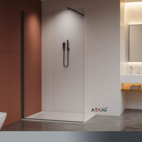 ΚΑΜΠΙΝΑ ΣΤΑΘΕΡΗ ATICAL 90x200 ΚΡΥΣΤΑΛΛΟ ΔΙΑΦΑΝΟ ΜΑΥΡΟ ΜΑΤ BRONZE